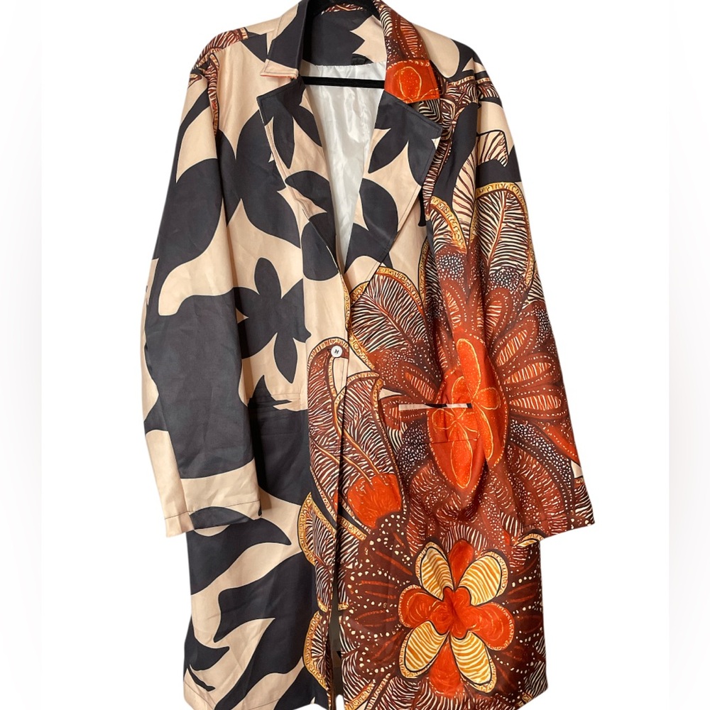 Boutique 2X Boho Long Coat Button Front with pockets